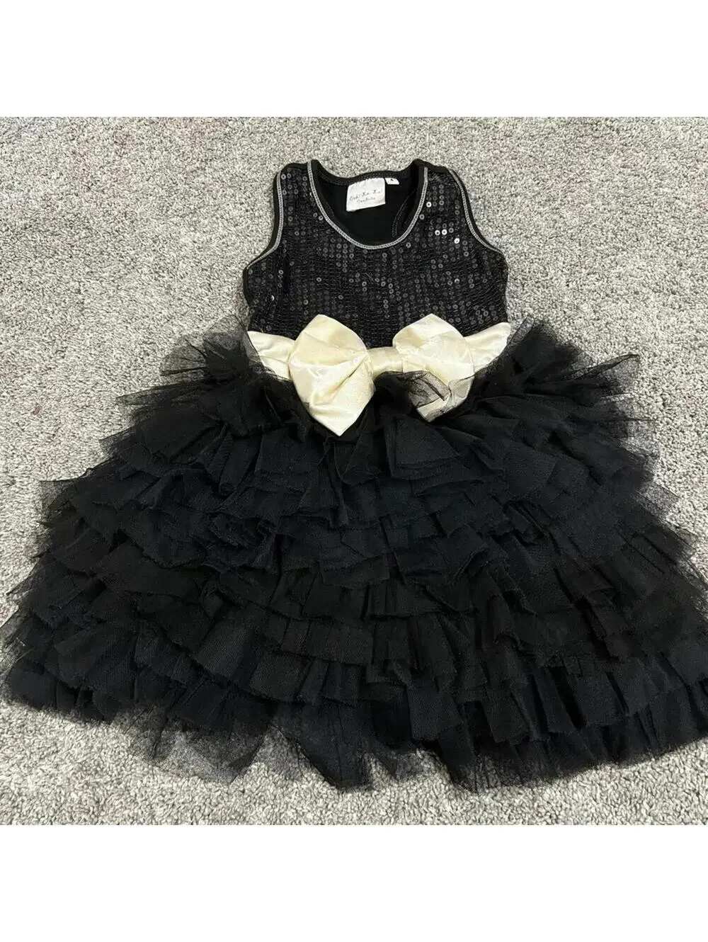 Ohh! La, La! Couture Toddler Girls Black Sequins Tulle Dress size 4